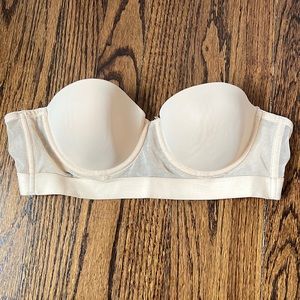 Lively Strapless Bra in Nude with Mesh Detail 34B